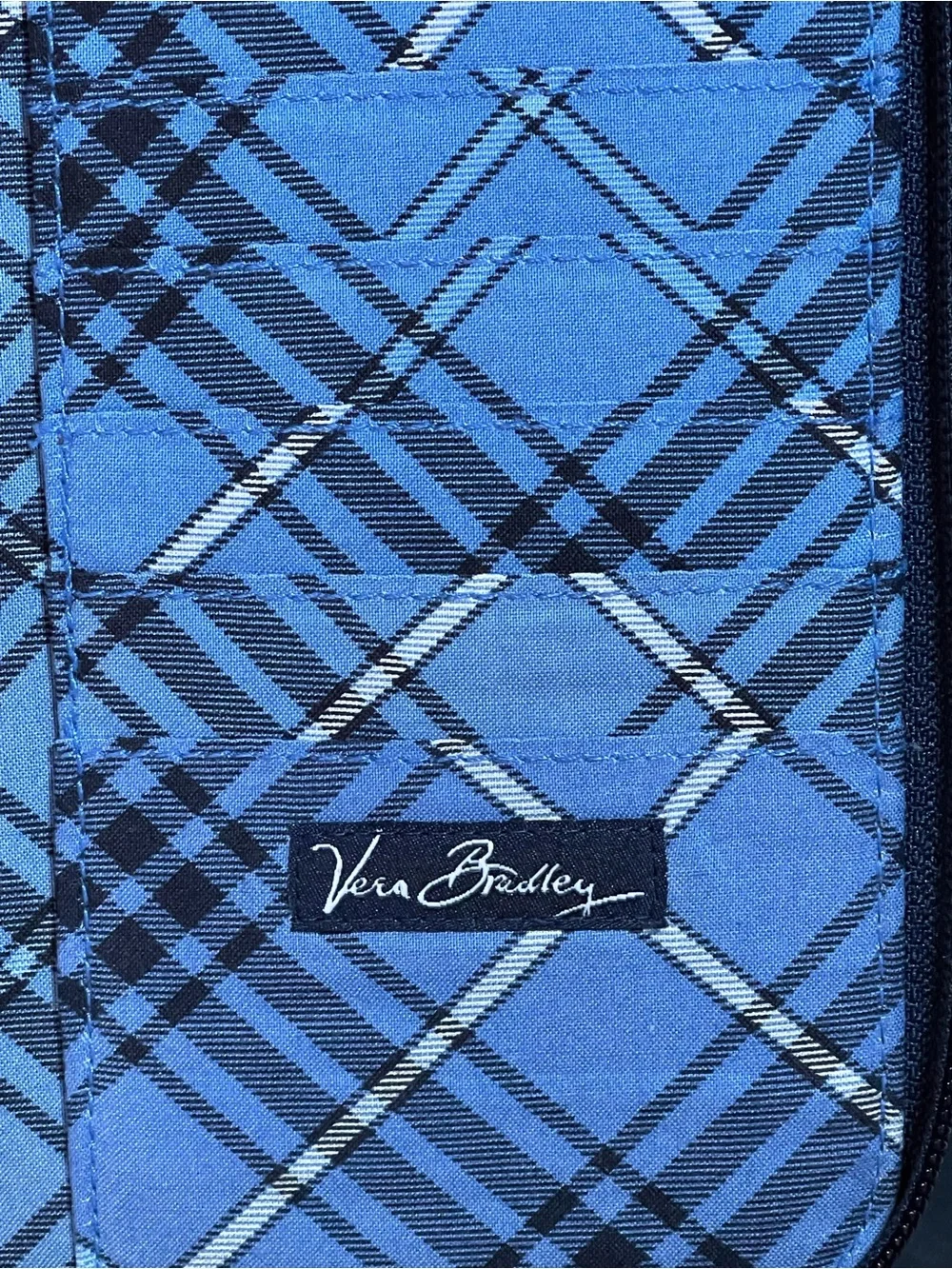 Vera Bradley Blue Paisley Zip-Around Cotton Wallet - Multi Purpose Organizer